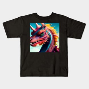 Pink and Rainbow Scaled Asian Dragon Kids T-Shirt